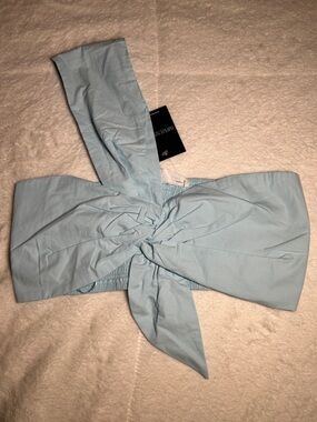 Imperfection Light Blue Twist Front Crop Top